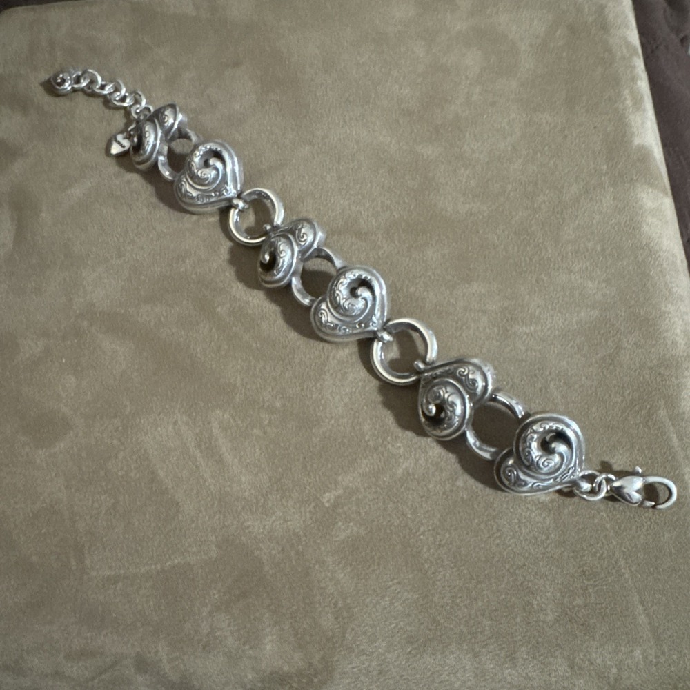 Brighton Bracelet "Penelope"Retired Chunky Swirl Heart Links Statement Piece 7"